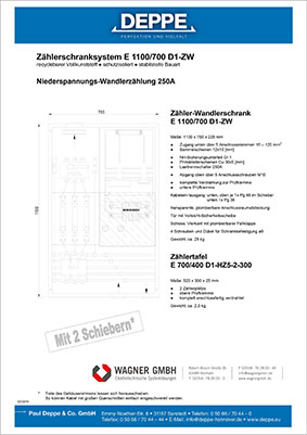 Deppe, Zähler-Wandlerschrank, E 1100/700 D1-ZW