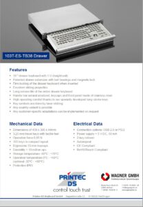 PRINTEC DS Edelstahl-Tastaturschublade 103 TE-S-TB38