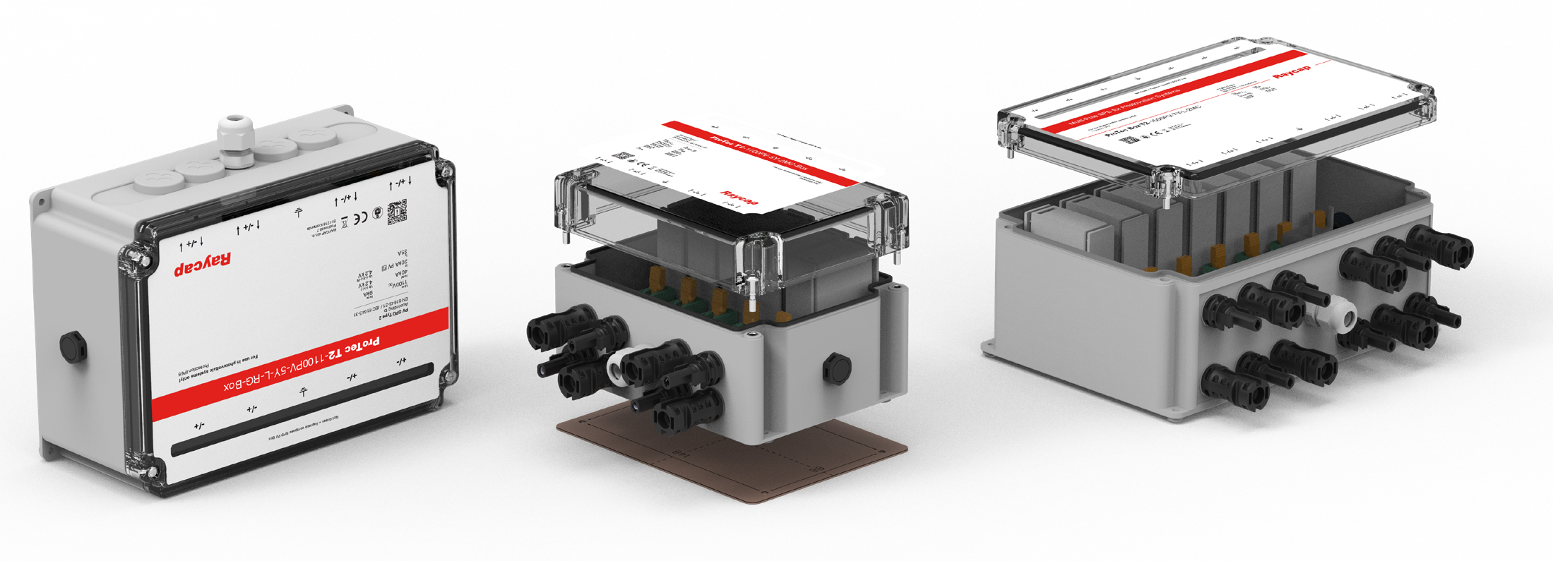 Raycap Blitz Ueberspannungsschutz Anschlussboxen fuer PV Wechselrichter